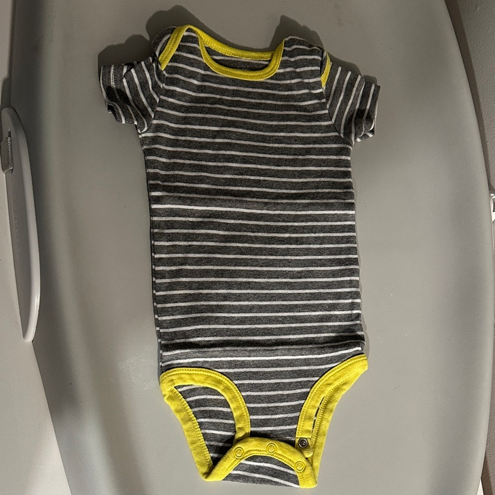 Carter's Gray Stripe One-Piece with Yellow Trim